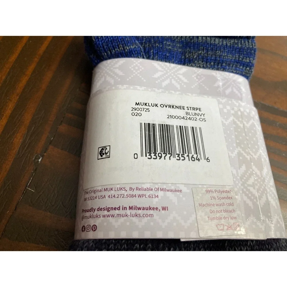 Muk Luks Women Over the Knee Sock Striped‎ Blue Size 6-11 Soft NIP